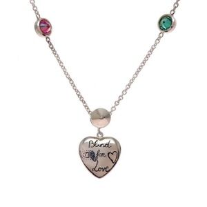 Gucci Sterling Silver "Blind for Love" Heart Necklace with Color Crystals